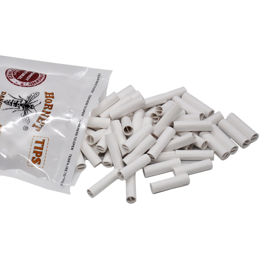 Disposable cigarette holder 7mm brown/white filter tip, bag of 100 pieces