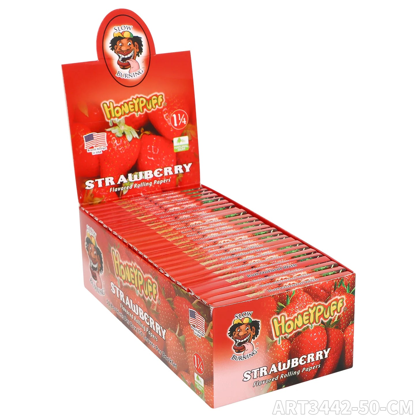 1 1/4 Size Strawberry Flavored Rolling Papers, Slow Burning Cigarette Rolling Papers (50 PCS)