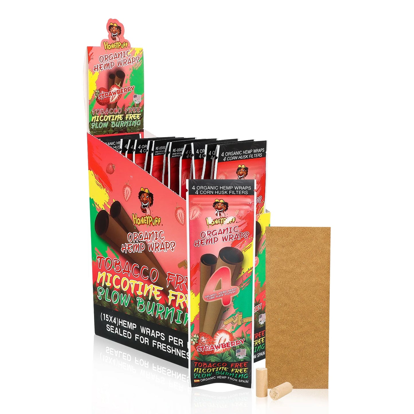 Flavors Rolling Papers, King Size Cigarette Rolling Paper with Tips, Slow Burning Rolling Paper & Biodegradable, 4 Pieces / Pack 15 Pack / Box