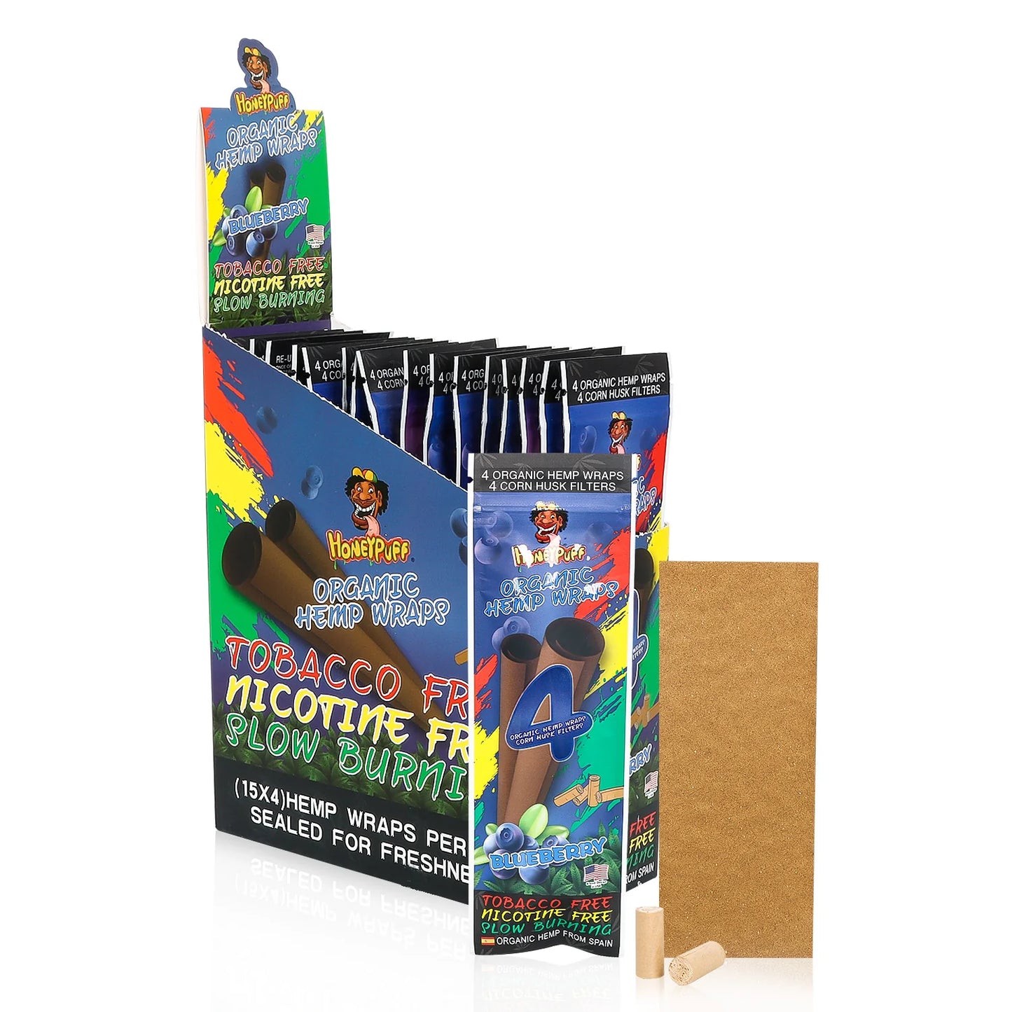 Flavors Rolling Papers, King Size Cigarette Rolling Paper with Tips, Slow Burning Rolling Paper & Biodegradable, 4 Pieces / Pack 15 Pack / Box
