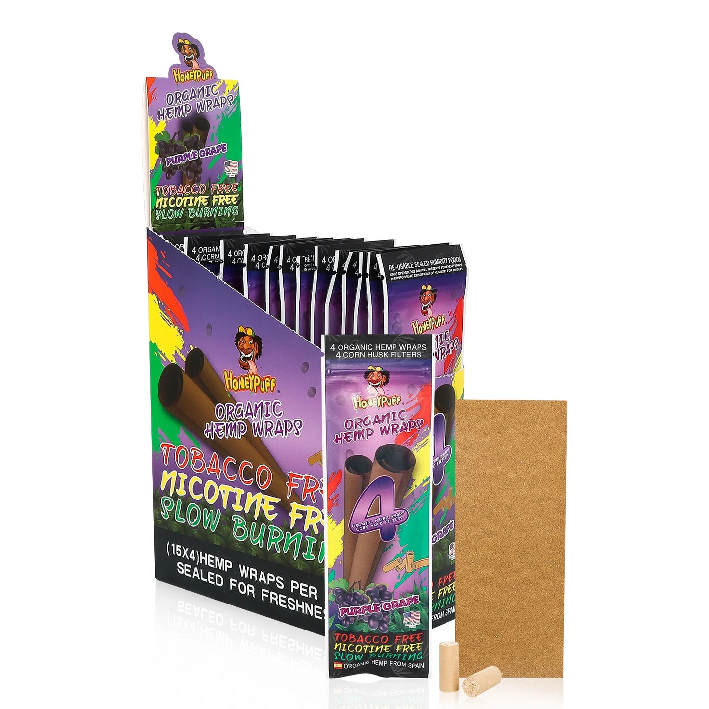 Flavors Rolling Papers, King Size Cigarette Rolling Paper with Tips, Slow Burning Rolling Paper & Biodegradable, 4 Pieces / Pack 15 Pack / Box