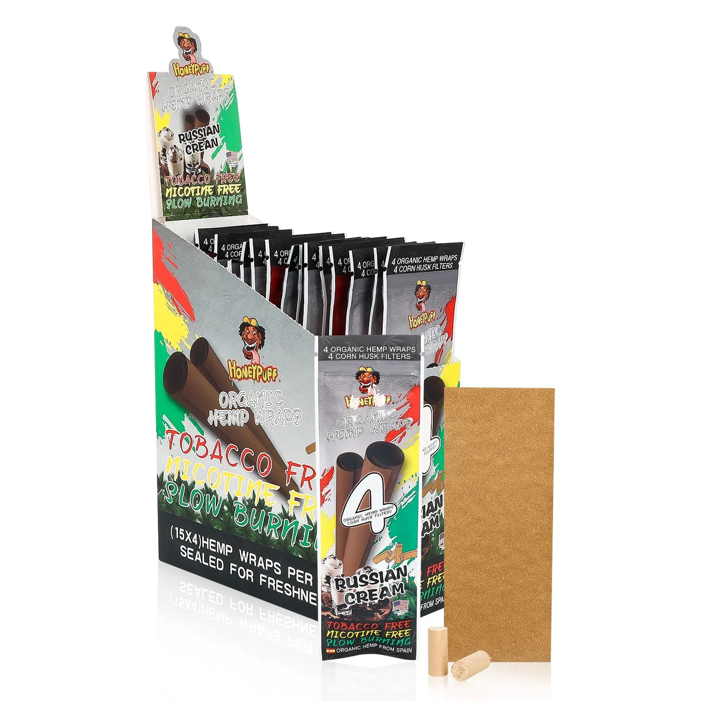 Flavors Rolling Papers, King Size Cigarette Rolling Paper with Tips, Slow Burning Rolling Paper & Biodegradable, 4 Pieces / Pack 15 Pack / Box