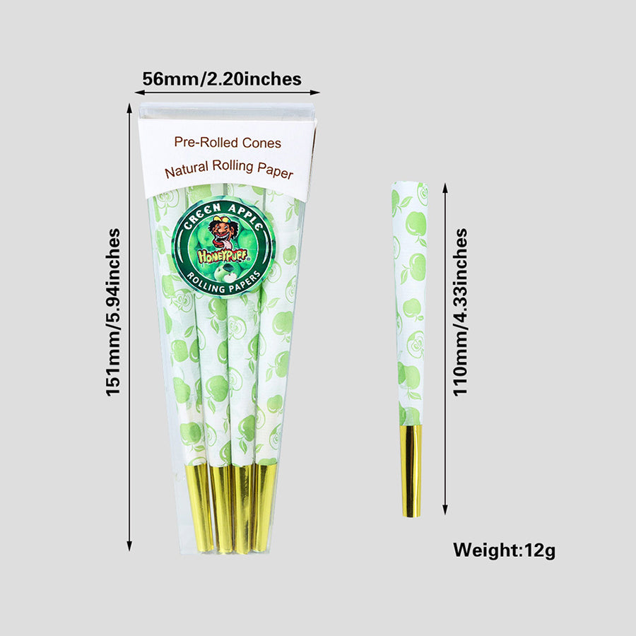 Mix Fruit Flavored Pre Rolled Cones, King Size Pre Rolled Rolling Paper with Golden Tips, Slow Burning Pre Rolled Paper Cones with Cones Loaders (8 Pcs)